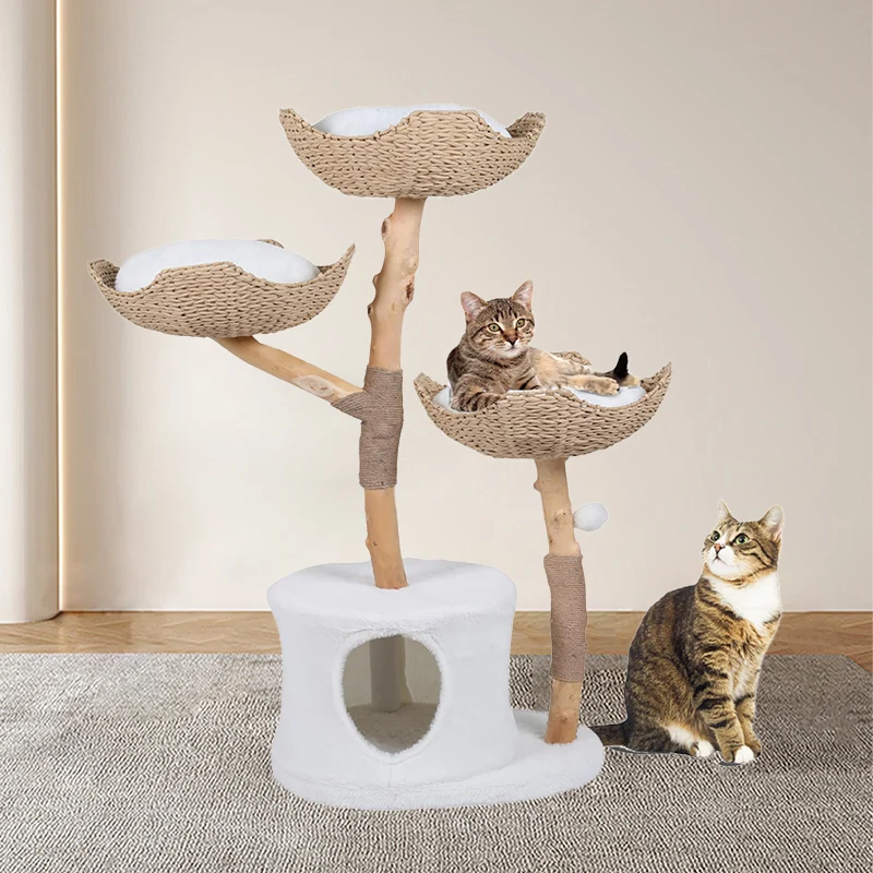 Modern Solid Wood Eco Friendly Cat Tree Scratcher Large Climbing Tower Classic Mouse Christmas Halloween Ornament