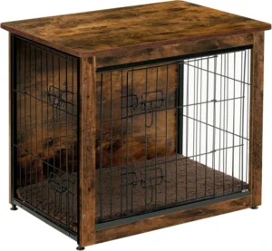 Modern Space Saving 2 in 1 Multifunctional Wooden Bench Dog Crate with Cushion Pet House for Apartments