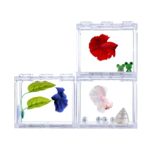 Modern Square Lighting Small Acrylic Betta Aquarium Accessories Fish Tank for Desktop Outdoor Use Packaged