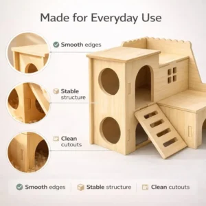 Modern Style Eco-Friendly Tiny Solid Wood Hamster Pet House Outdoor Minimalist Decoration Villa Living Room Furniture Toys