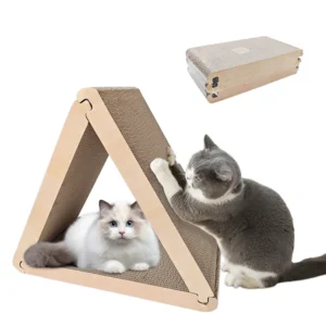 Modern Style Foldable Cat Scratcher 6 Sides Triangular Corrugated Cardboard Paper Corrugated Cat Tree Scraper