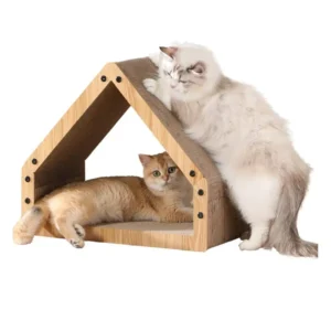 Modern Style Foldable Cat Scratcher 6 Sides Triangular Corrugated Cardboard Paper Corrugated Cat Tree Scraper