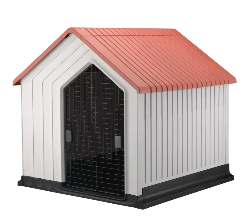 Modern Style PP Plastic Dog House Small Animal Cage with Blue Red Dark Grey Roof Button Closure Pet Houses Furniture
