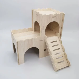 Modern Style Solid Wood Hamster Pet House Outdoor Animal Pattern Villa for Living Room Furniture Supplies Toys