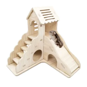 Modern Style Solid Wood Hamster Pet House Outdoor Animal Pattern Villa for Living Room Furniture & Supplies Toys