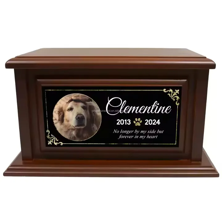 Modern Style Wooden Photographic Frame Urn Memory Box for Pet Ashes Funeral Cremation Memorial Keepsake Pet Caskets Urns