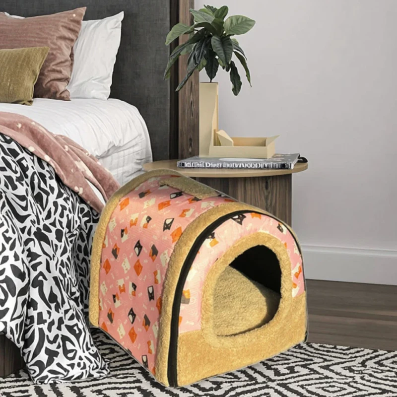 Modern Sweet Portable Collapsible Cat & Dog Pet Bed Outdoor Four season Universal Removable Washable Cartoon