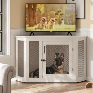 Modern Wooden Corner Table Sofa Side Dog Crate Kennel Wooden MDF Dog House Furniture for Living Room