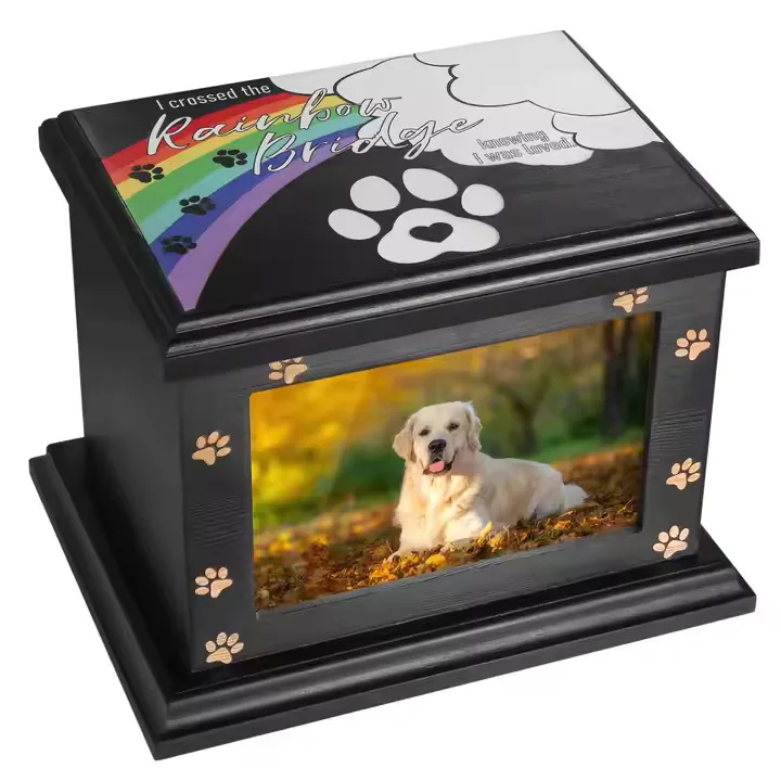 Modern Wooden Pet Memorial Urn Funeral Casket for Dogs with Ashes Unique Pet Memorials