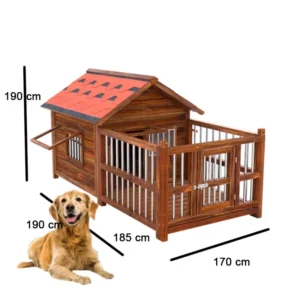Modern Wooden and Metal Pet House with Button Closure Durable Eco Friendly Outdoor Furniture for Dogs