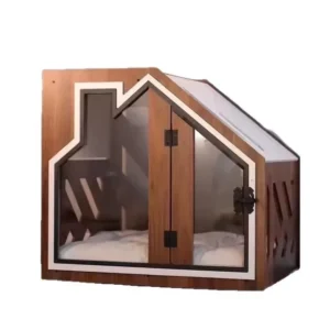 Modern and Fashionable Wooden Pet House for Dogs and Cats Featuring a Stylish Family Dog Kennel Design