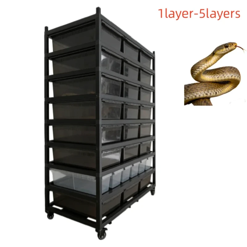 Modular Reptile Breeding Rack System with Heated Enclosures for Snakes and Geckos