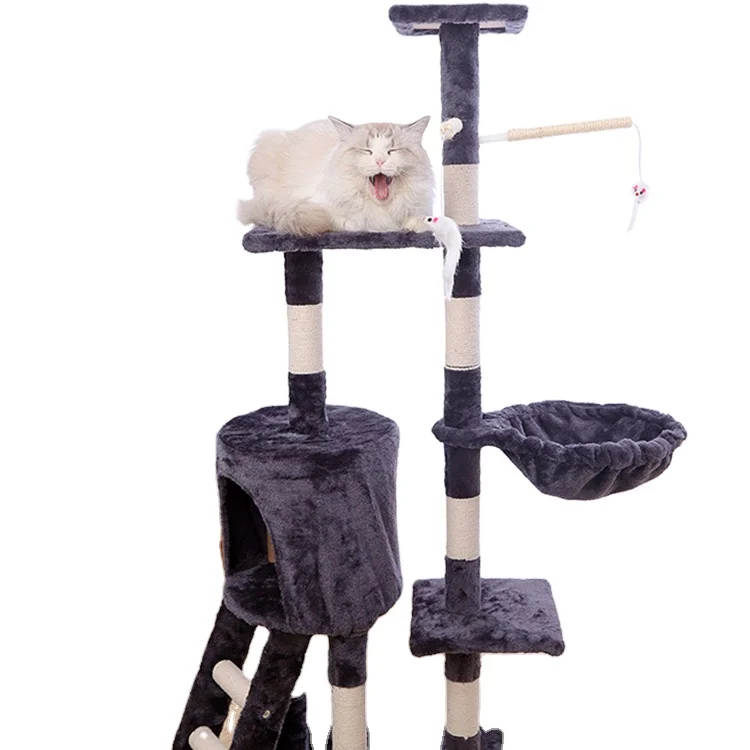 Mouse House Cat Toy Modern Flower Scraper Solid Wood Cat's Climbing Tree Large Tower Scratcher High Quality Cat Trees