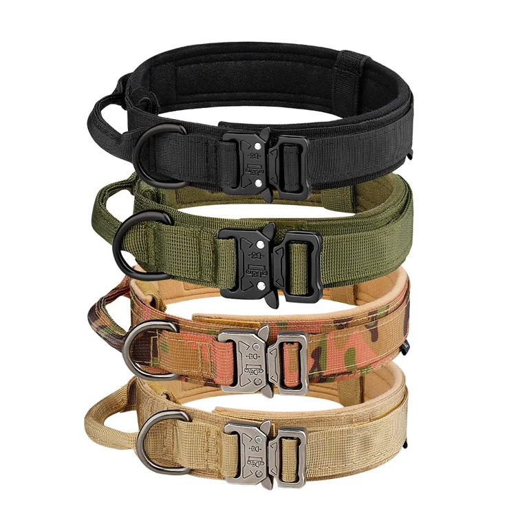 Multi Color Dog Collar Customizable Tactical Style Solid Pattern Nylon Pet Collar with Cartoon Design