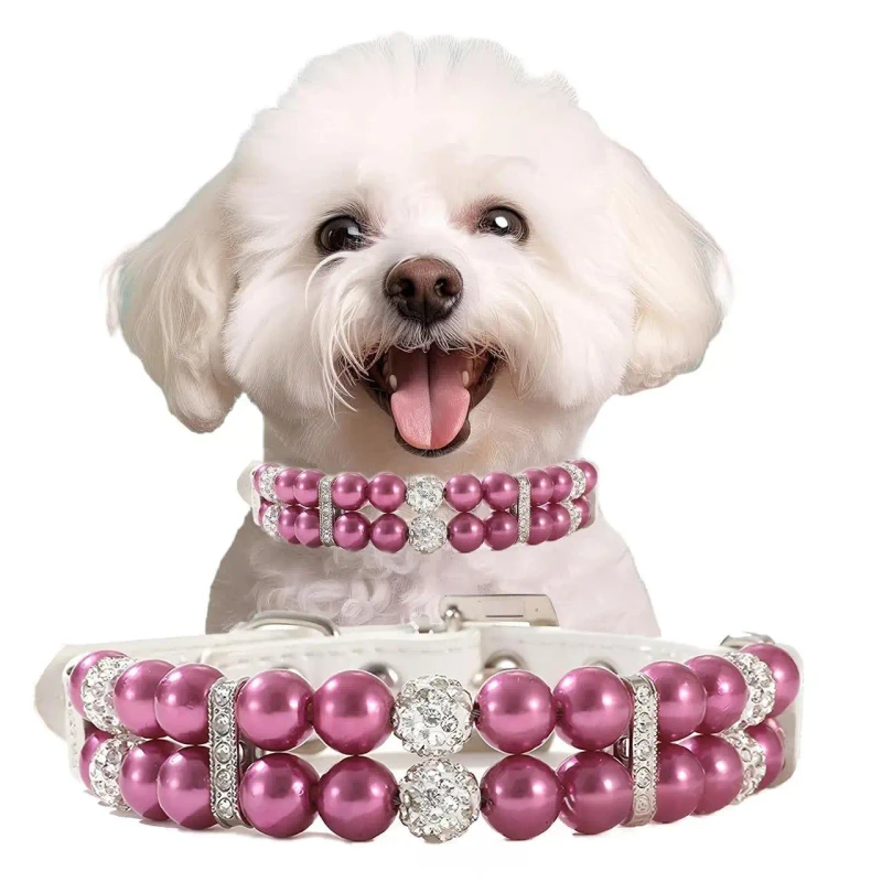Multi Color Luxury Elegant Jeweled Rivet Adjustable Dog Plastic Collar with Crystal Rhinestone