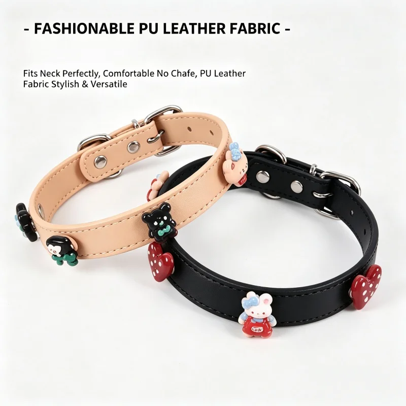 Multi Color Optional Cute 3D Cartoon Decor Pet Collar Durable Metal Fastener Adjustable Puppy Accessory Pet Collars