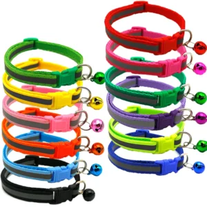 Multi Color Soft Adjustable 19-32cm Reflective Buckles Pet Dog Collars for Puppy Kitten Cats