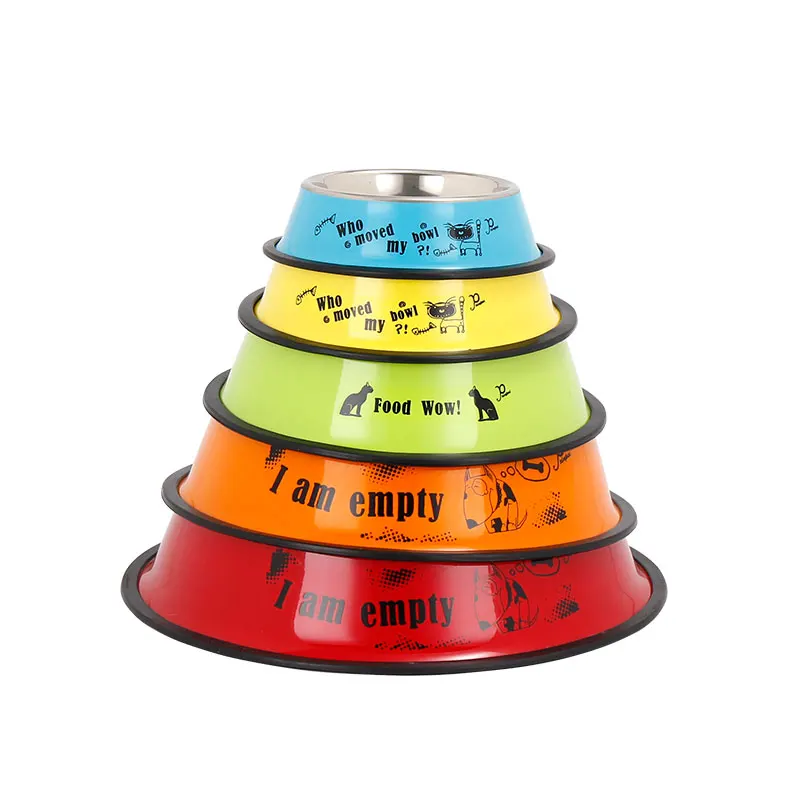 Multi Color Stainless Steel Pet Bowl Durable Metal with Anti Skid Rubber Base Eco Friendly Dog Feeding Bowl Rust Resistant