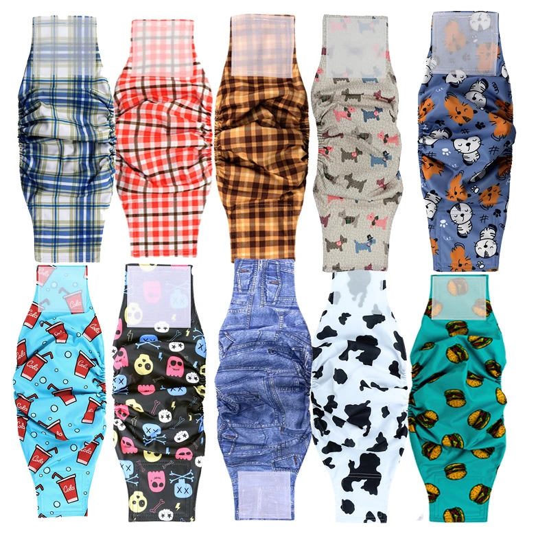 Multi Colors Customized Pet Diapers Male Dog Small Animals Reuse Nappies Polyester XS XL Puppy Training Washable Diapers