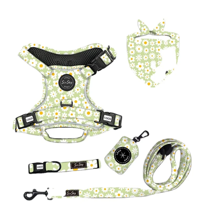 Multi Function 7 in 1 Pet Harness Combo Durable Nylon No Pull Design Custom Logo