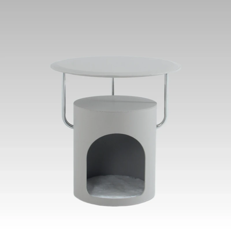 Multi Function Modern Minimalist Living Room Pet House, Saddle Leather Cat Nest Coffee Table