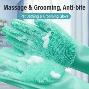 Multi Function Pet Cleaning Glove for Dogs & Cats Silicone Material Bathing & Deshedding Non Slip Grip Easy Handling Bulk