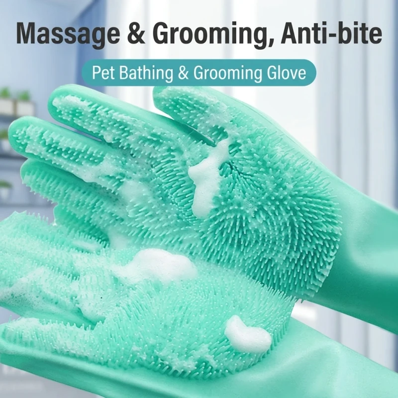Multi Function Pet Cleaning Glove for Dogs & Cats Silicone Material Bathing & Deshedding Non Slip Grip Easy Handling Bulk
