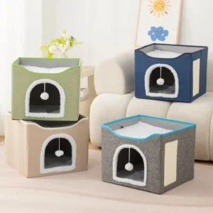 Multi Function Soft Folding Cat Pet House with Scratching Board Factory Supplied Pet Furniture