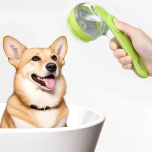 Multi Functional ABS Pet Bath Dog Scrub Cat Clean Massage Brush With Long Handle Press Out Liquid Head for Grooming