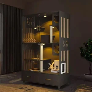 Multi Layer Luxury Solid Wood Cat House Eco Friendly Breathable Pet Carrier Modern Cat Cage Villa Can Be Customized