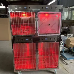 Multi Layer Veterinary ICU Cage 304 Stainless Steel with Oxygen Therapy Port and Independent Climate Control