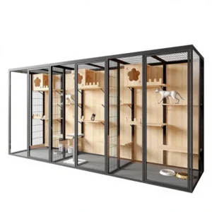Multi Level Dog Villa Modern Aluminum Frame Enclosure Large Space Cat House with Cat Tree Indoor Eco friendly Pet Furniture