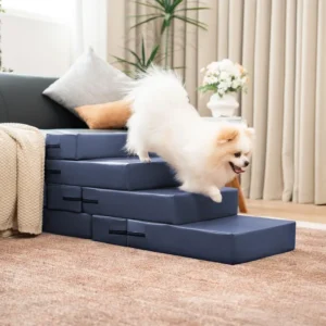 Multi Level Foam Dog Stairs Modern Solid Pattern Washable and Foldable High Bed Couch with Removable Cover for Pets