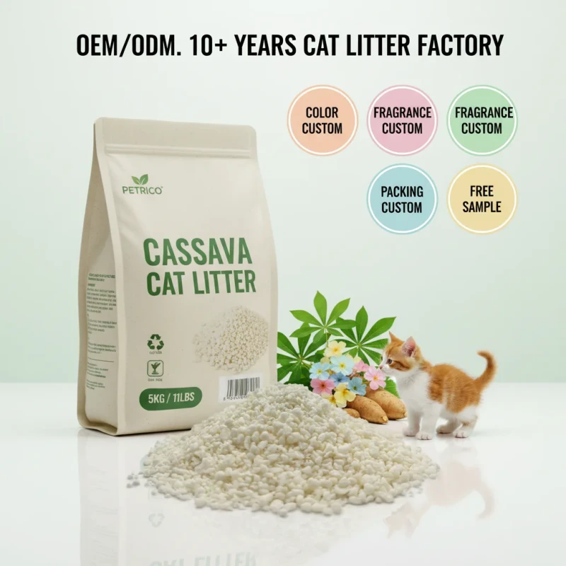 Multi Specification Biodegradable Cassava Cat Litter 6L 10L 20L Bulk Fast Clumping Low Dust Eco Friendly Export Grade
