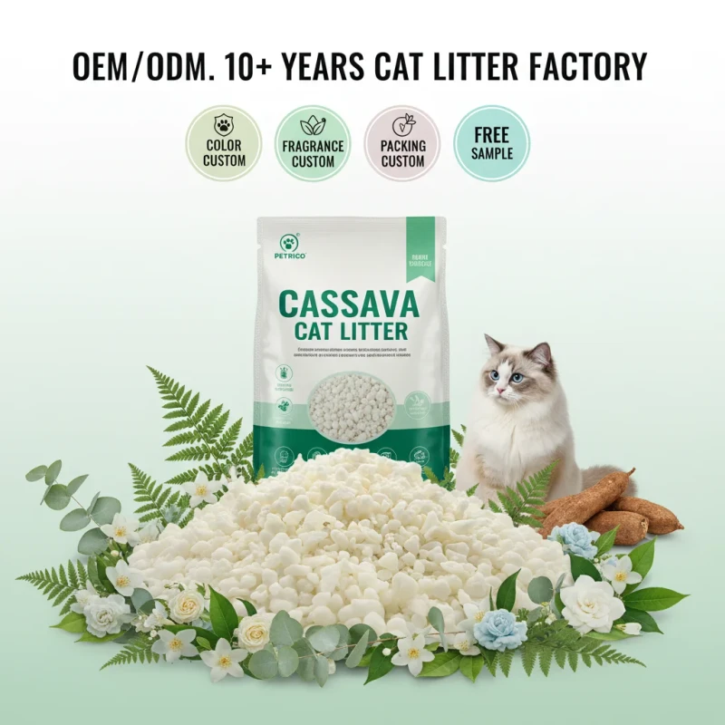 Multi Specification Cassava Cat Litter 6L 10L 20L Bulk Fast Clumping Low Dust Eco Friendly Biodegradable Highly