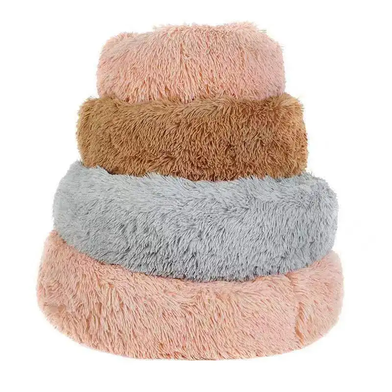 Multi color Pet Bed Soft Cat Donut Plush Cute Food Shaped Dog Bed