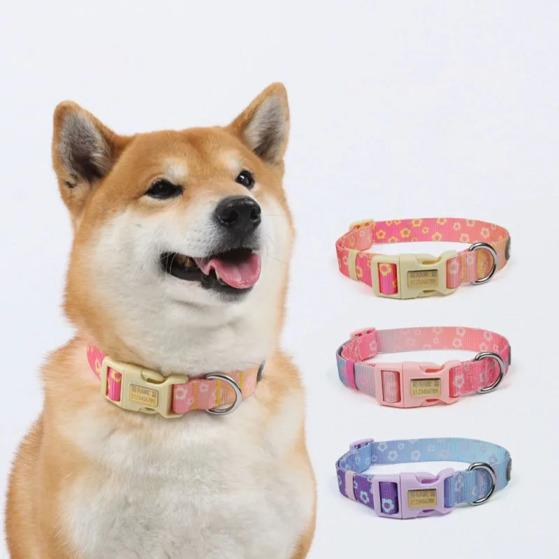 Multi color Selectable Dog Collar Charms Printed Dog Collar Anti Lost Pet Neck Collar