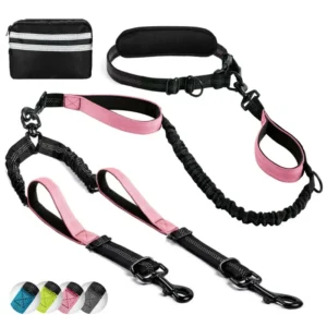 Multi-functional Two Dog Reflective Retractable Pet Leash Hands-free Dog Leash for Running