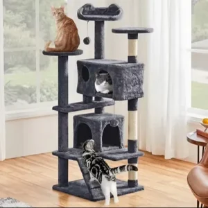 Multi level Cat Climbing Tower Wood Cat Scratcher Tree for Cat Playing and Rest