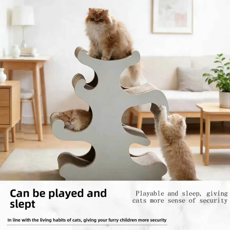 Multi level Vertical Cat Scratcher Tree Large Corrugated Paper Cat Climbing Tower Modern Pet Furniture for Multi cat