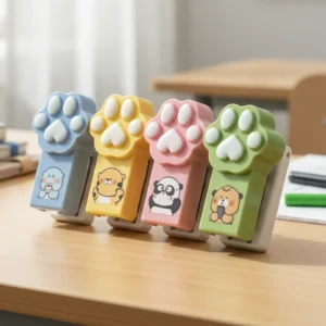 Multi purpose Stationery Pink Kids Animal Cat Claws Mini stapler No.10 Staples Plastic Mini Office Stapler