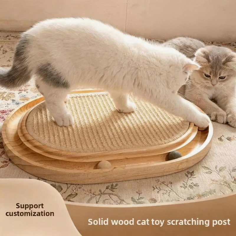 Multifunctional Cat Trees Scratcher Interactive Pet Toy with Roller Tracking Ball Movement Exercise Cat Scratching Pad