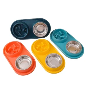 Multifunctional Double Bowls Dog and Cat Food Slow Feeder Pet Bowls and Feeders