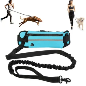 Multifunctional Hands Free Dog Leash Set Adjustable Reflective Bongee Dog Leash With Waist Pack Running Dog Leash
