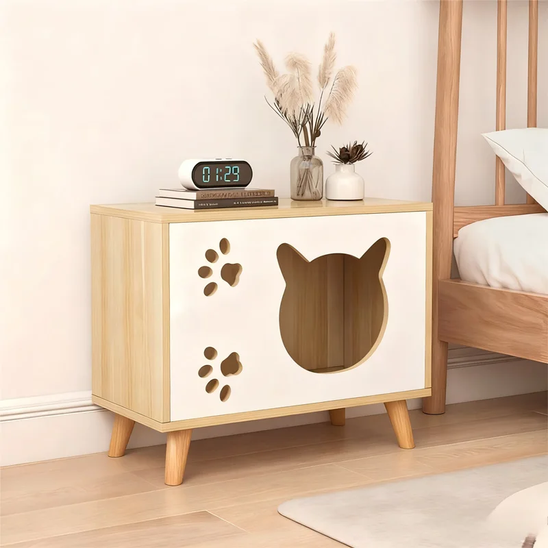 Multifunctional Home Living Room Modern Customized Stylish Wood Cat Litter Storage Kitchen Cabinet Pet Houses Furniture