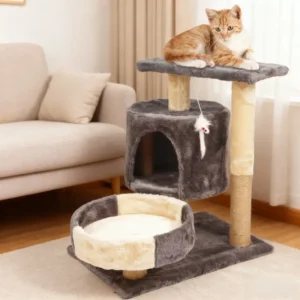 Multifunctional Integrated 3 Levels Wooden Cat House Climbing Frame Jumping Platform Cat Tree Eco friendly Cat Scratcher