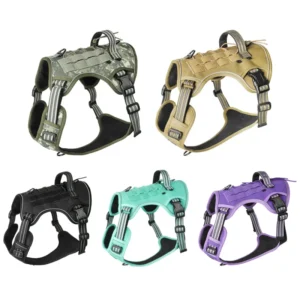 Multifunctional PU Material Tactical Pet Harness Large Dogs Wear Resistant Anti Bite Dog Leash Closure Free Malinois FB 551