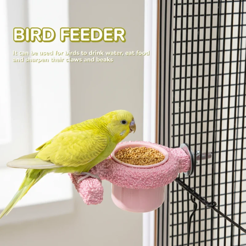 Multifunctional Parrot Perch Food Bowl Durable Perch Food Bowl Small Pet Bird Water and Feeding Supplies