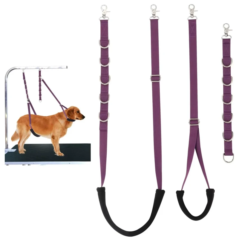 Multifunctional Pet Grooming Harness with Handle Adjustable Leash Kit Slip Style Loop for Dog Cat Safety Restraint on Tables