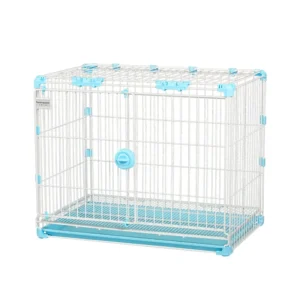 Multifunctional Solid Pattern Plastic Dog Cage with Button Closure Stackable Bottom Net for Small Pets